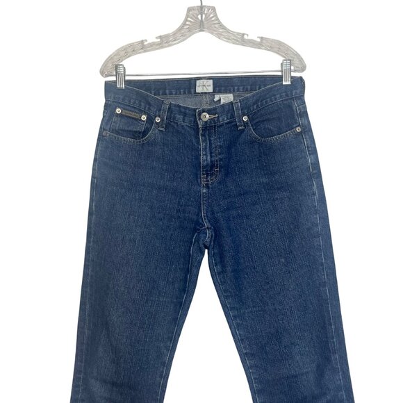 Calvin Klein Lean Cuffed Jeans Womens Size 10 Dark Wash Cropped - Picture 3 of 10